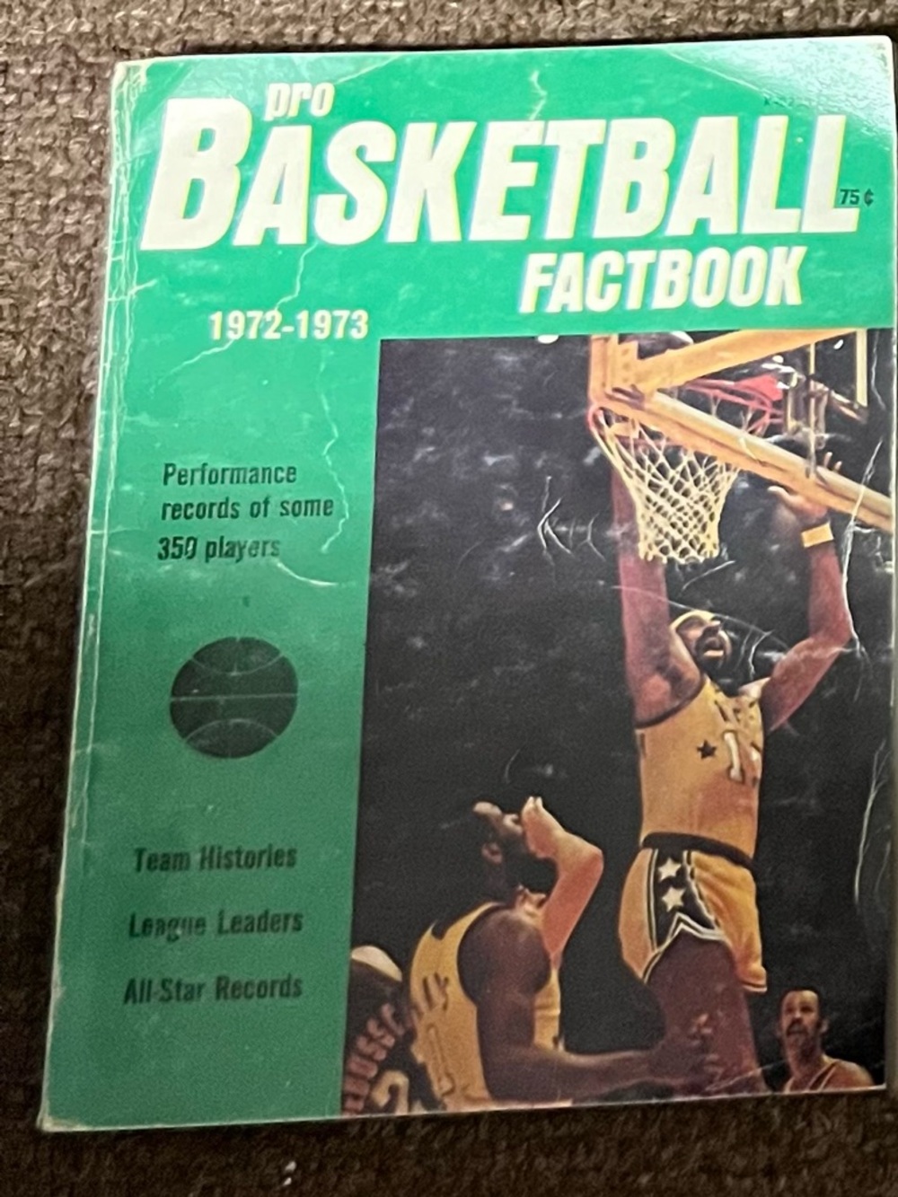 Vintage 1972-73 Pro Basketball Factbook Featuring Wilt Chamberlain On Cover